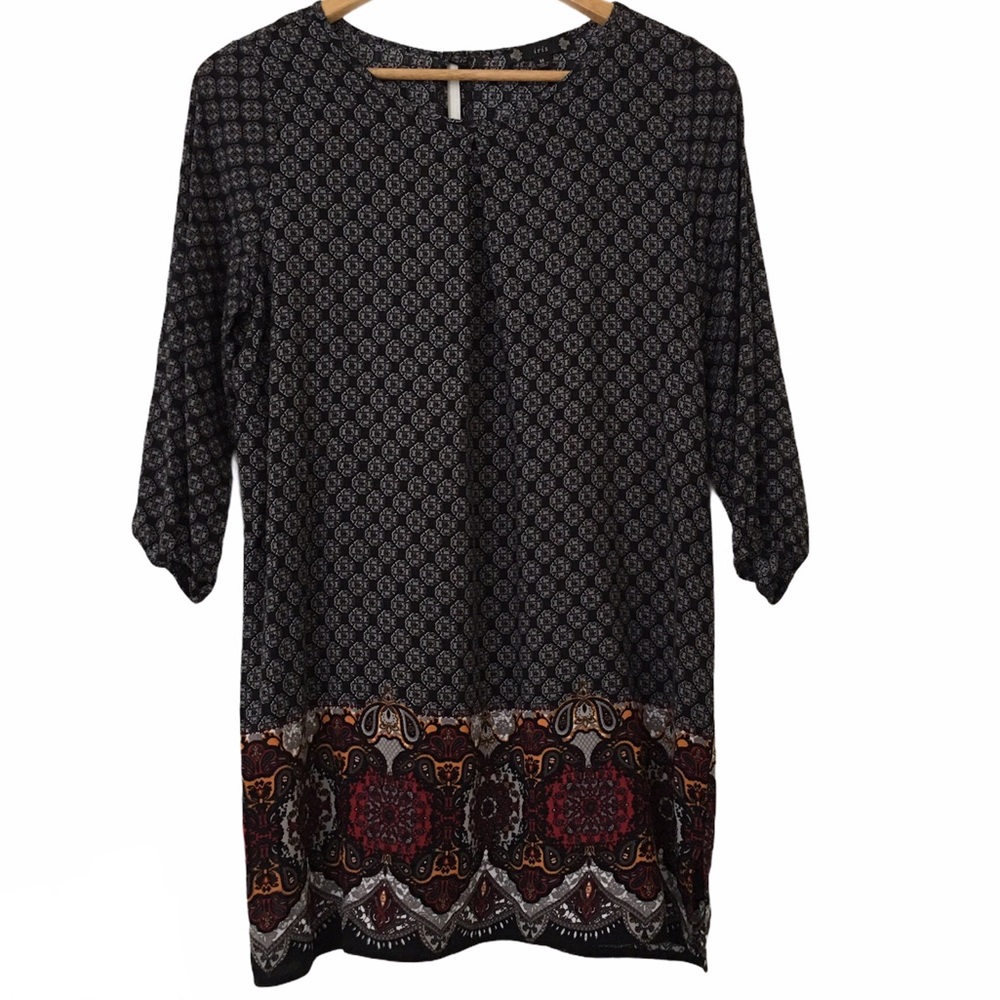 Iris Mixed Print Casual Light Relaxed Tunic Top M